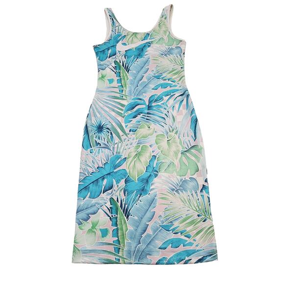 Nike Tropical Floral Sleeveless Athleisure Stretchy Midi Dress Size S Tenniscore - Picture 1 of 8